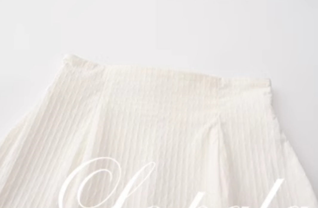 Le Palais Vintage French Girly Pure White Puff Sleeve Short Top and Ruffled Skirt-ASDA.