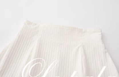 Le Palais Vintage French Girly Pure White Puff Sleeve Short Top and Ruffled Skirt-ASDA.