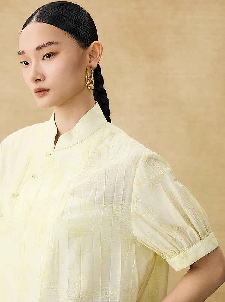 HECO Chinese style jacquard bubble summer silk cross-body top - PERFECT .