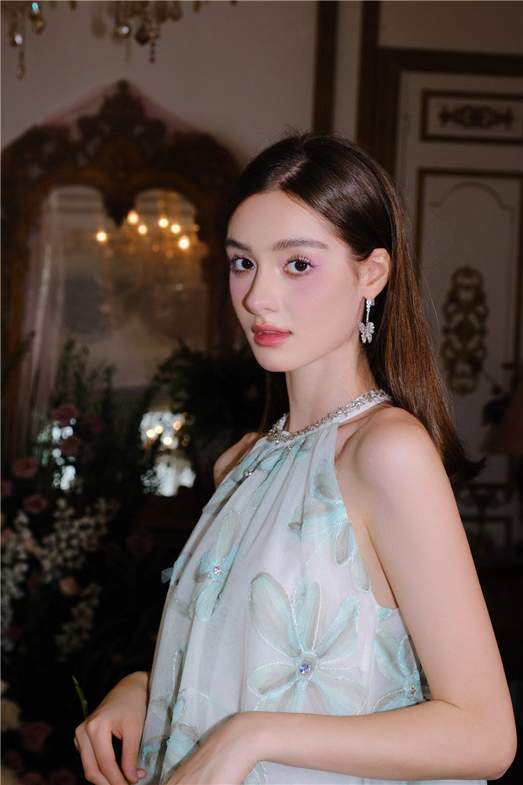 Wardrobes by Chen Luxury Crystal Diamond Dinner Party Earrings-Butter