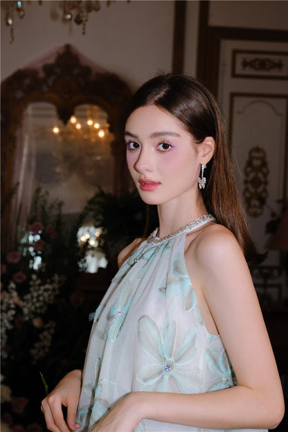 Wardrobes by Chen Luxury Crystal Diamond Dinner Party Earrings-Butter