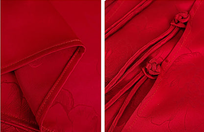 HECO Chinese Peony Buckle Short Sleeve Acetate Tassel Top - TEACH .