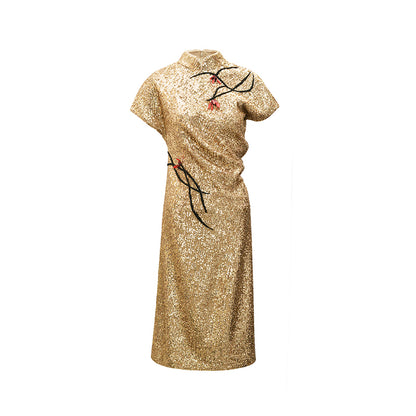 M essential Mackay designer three-dimensional Loushan red beaded dress - alan.