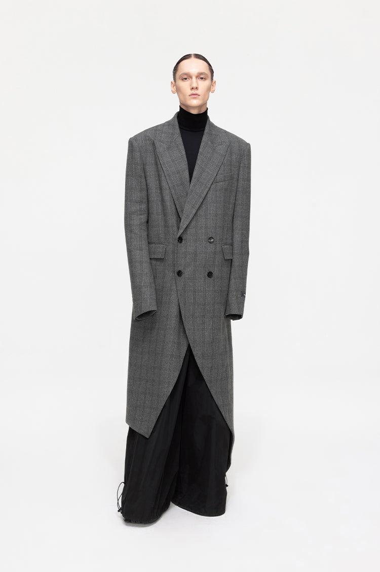 ANNAKIKI niche design asymmetrical loose wool long coat-JIANCI