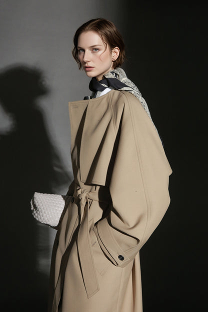 PIAOIN high-end wool relaxed round neck design old money windbreaker jacket -GINA