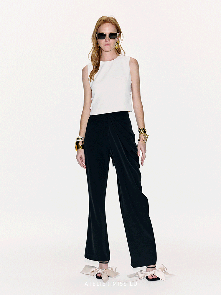 ATELIER MISS LU Rabbit Ears Ribbon Side Cut-out Sleeveless Top - KNOW.