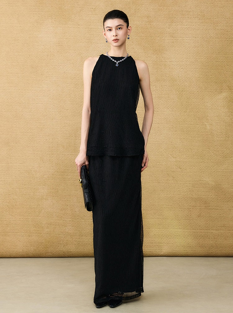 HECO Chinese style wrinkle elastic age-reducing temperament Skirt- ELLA.