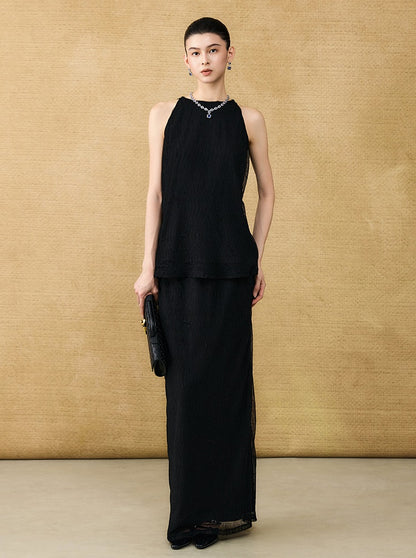 HECO Chinese style wrinkle elastic age-reducing temperament Skirt- ELLA.