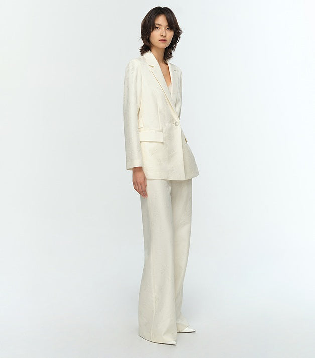 COMME MOI Lu Yan designer high-intelligence commuter silk wool jacquard wide-leg pants - BIEBER.