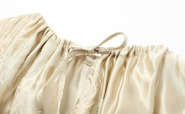 ZHUCHONGYUN Jacquard Drawstring Mulberry Silk Top-MAROON.