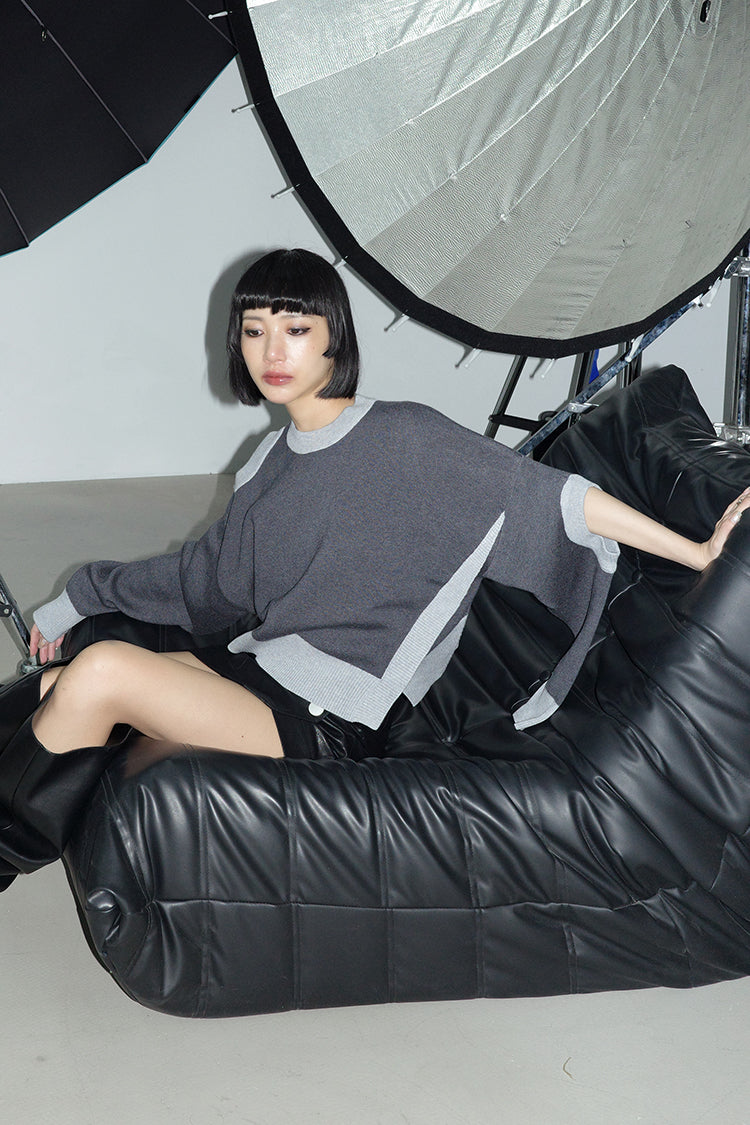 TINY IN women's loose dropped cut-out short sweater-MIE