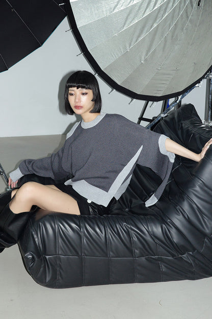 TINY IN women's loose dropped cut-out short sweater-MIE