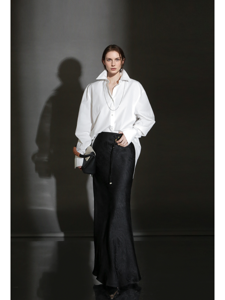 PIAOIN minimalist silhouette commuter shirt oversize versatile loose luxury -COX.