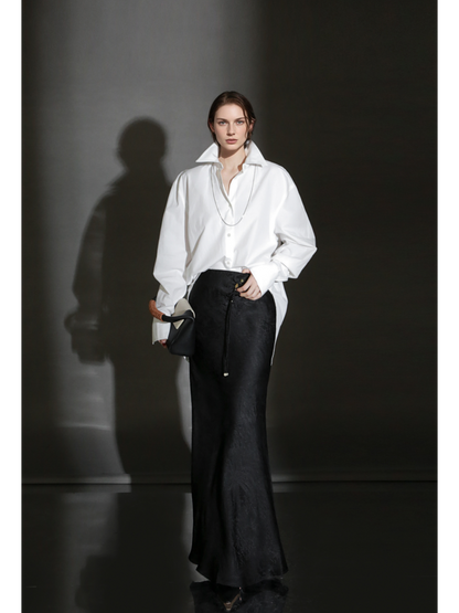 PIAOIN minimalist silhouette commuter shirt oversize versatile loose luxury -COX.