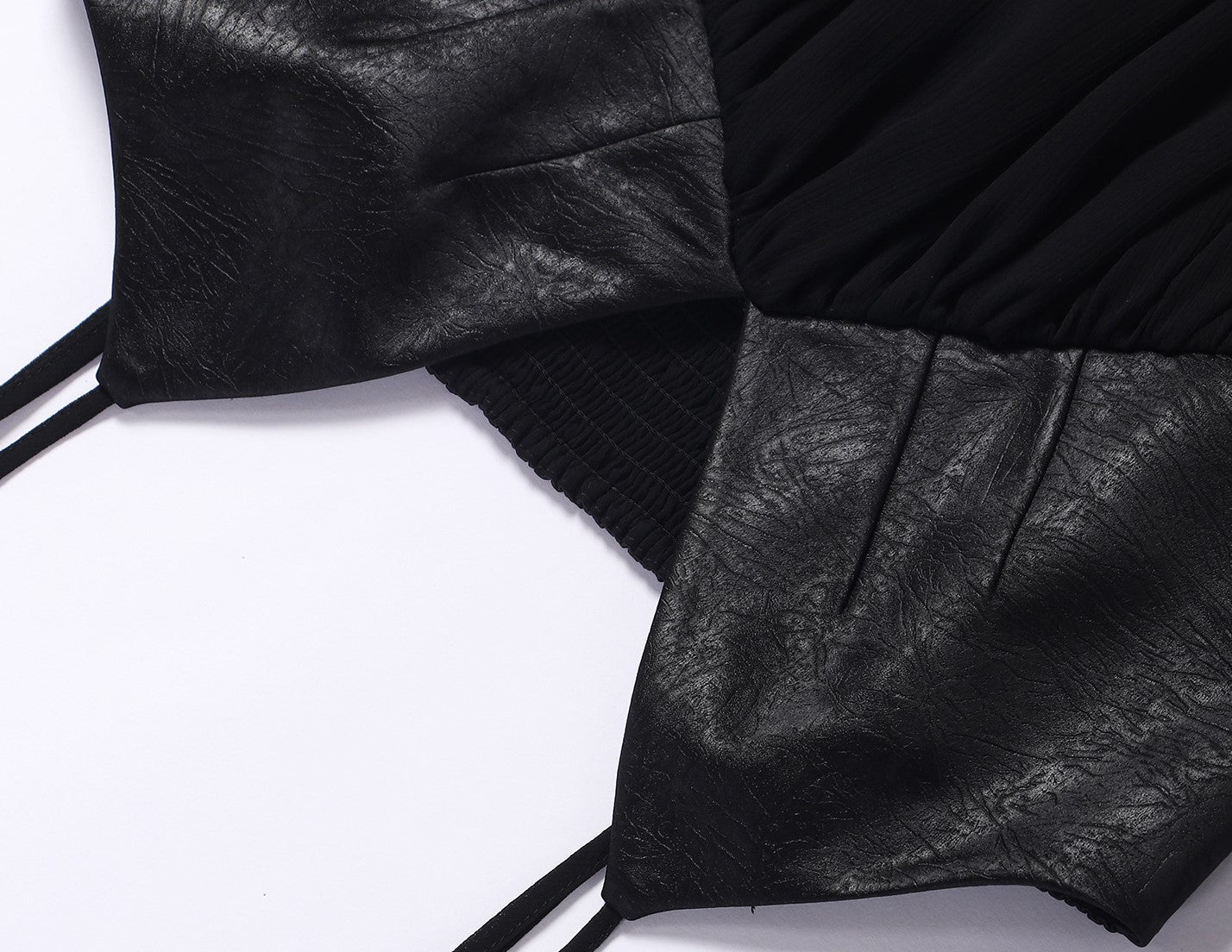 WANGXO | Chiffon Deep V Drawstring Draped Sling Top -MIRABELLE.