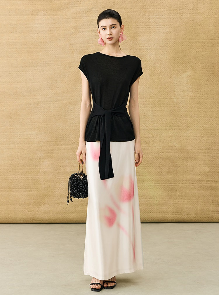 HECO Chinese high-end acetic acid skirt summer tulip print drape - ESSENCE.