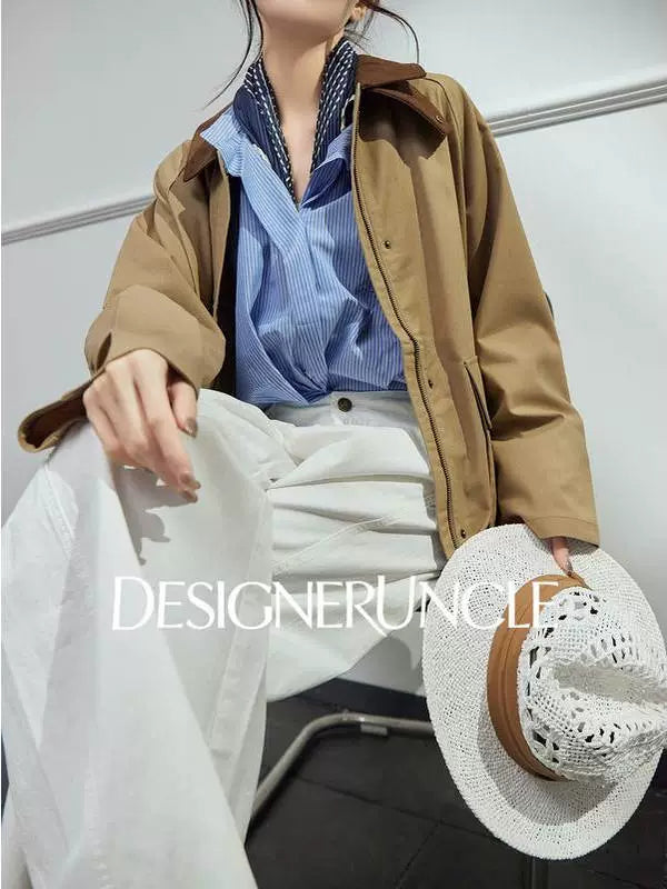 DGU| Dark brown retro light luxury niche design retro style top jacket - Stephania.