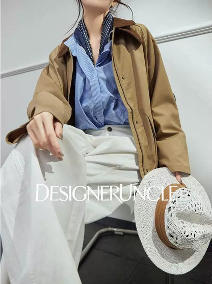 DGU| Dark brown retro light luxury niche design retro style top jacket - Stephania.