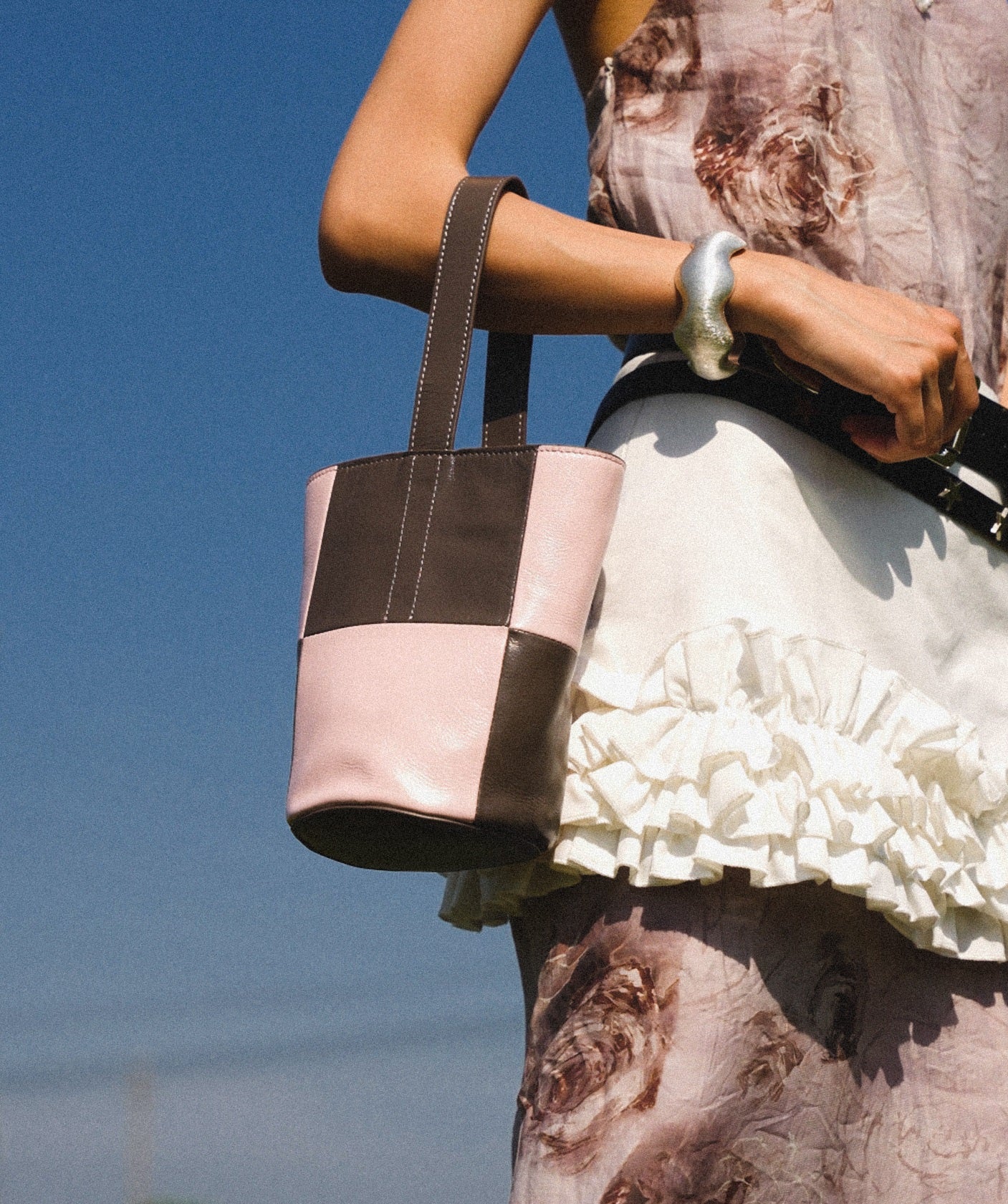 IUBALLET Sugar Cube Contrast Splicing Vegetable Bucket Bag - GLARING.