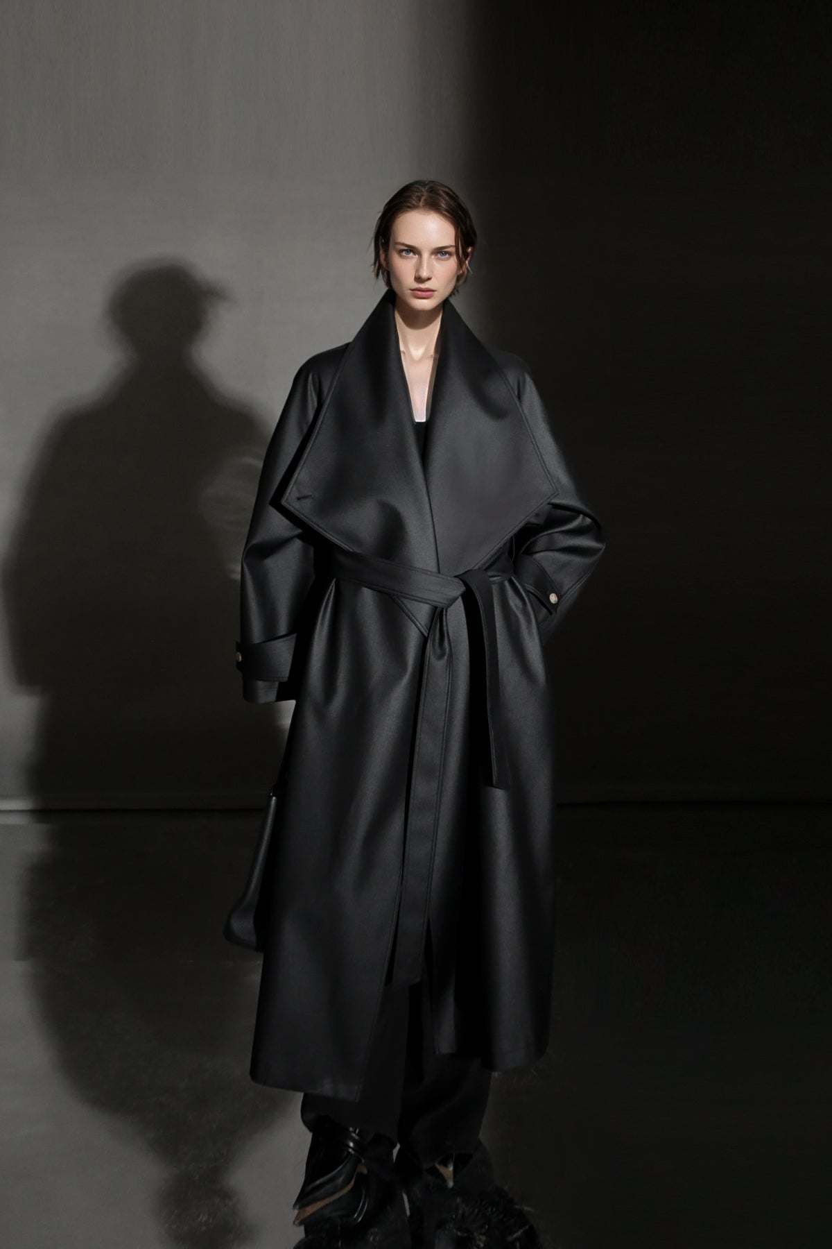 PIAOIN Haute Couture Large-lapel Silhouette Trench Coat Jacket -BECK