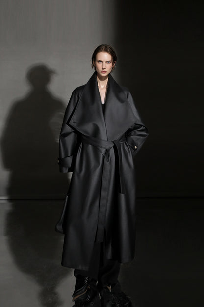 PIAOIN Haute Couture Large-lapel Silhouette Trench Coat Jacket -BECK