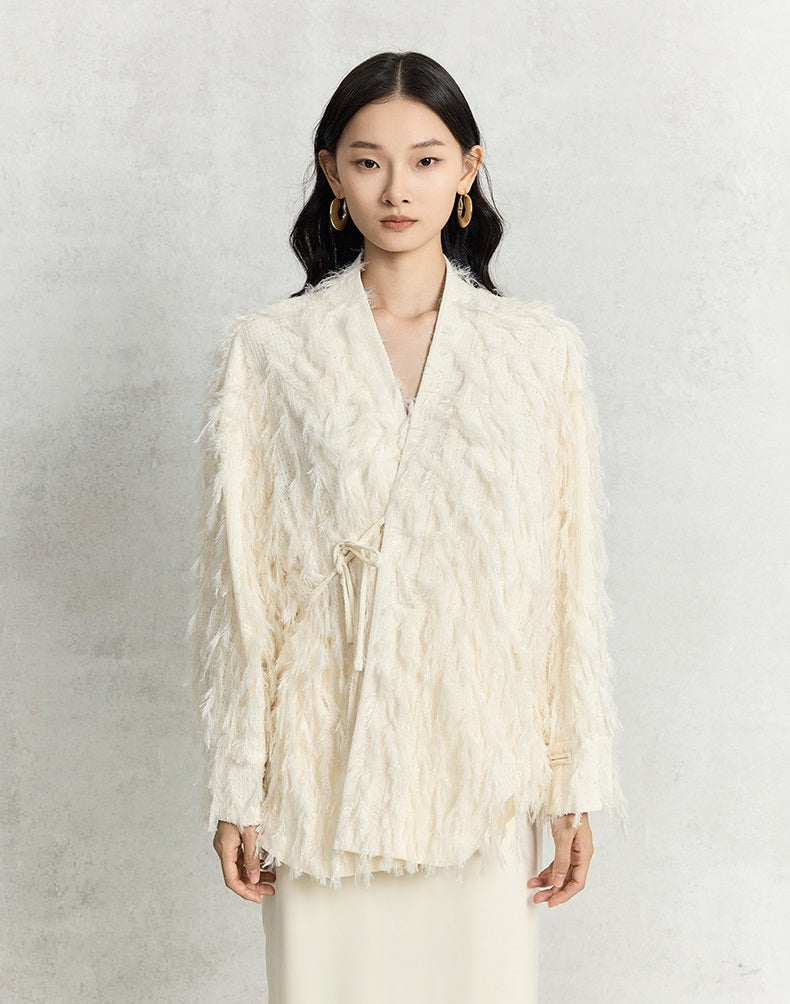 HECO Three-dimensional Tassel Fashion Top Shirt Women - flesh.