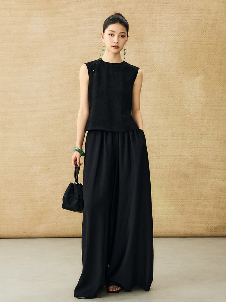 HECO Chinese Diagonal Jacquard Round Neck Vest - HOVER.