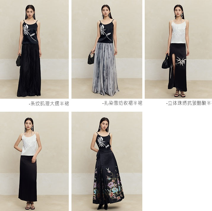 HECO 100% acetate rose embroidered black white camisole - faith.