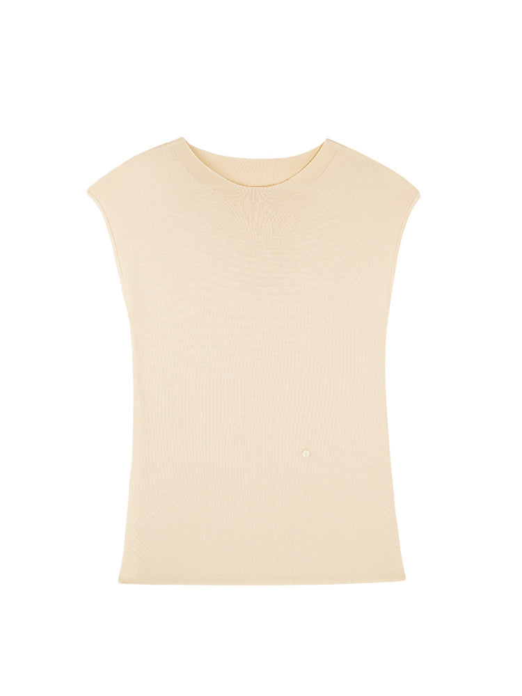 HECO Chinese round neck knit short sleeve feminine temperament slim T-shirt - COLE.