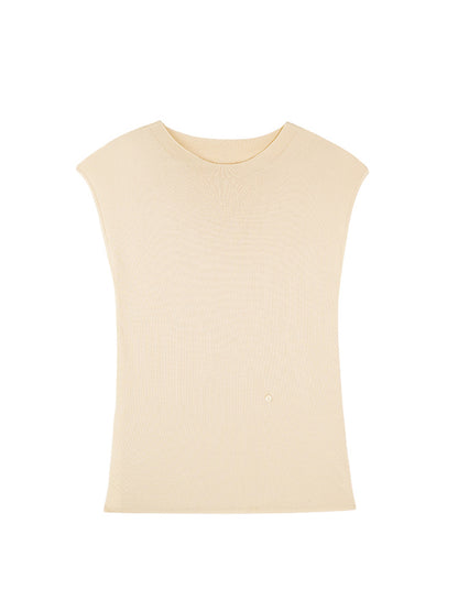HECO Chinese round neck knit short sleeve feminine temperament slim T-shirt - COLE.