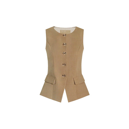 M essential Rhythm French Sleeveless Crew Neck Vest with Relaxed Elegance & Ruffled Hem Skirt-EVANORA.