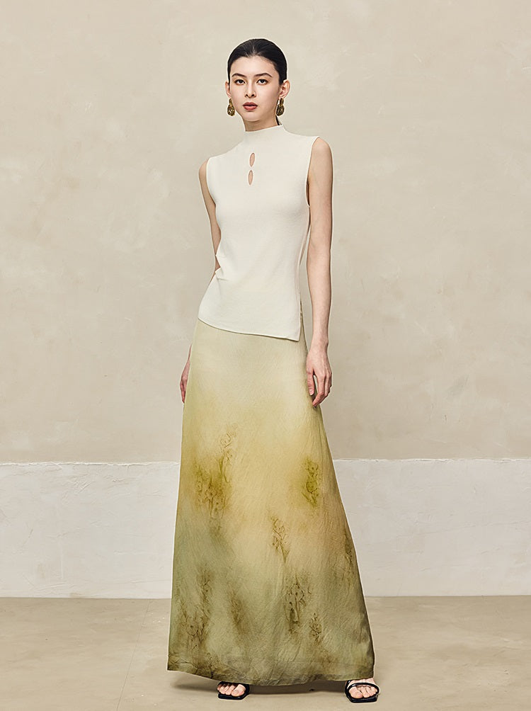 HECO Asymmetrical Wool Blend Sleeveless Mock Neckline Top- CHOOSE.