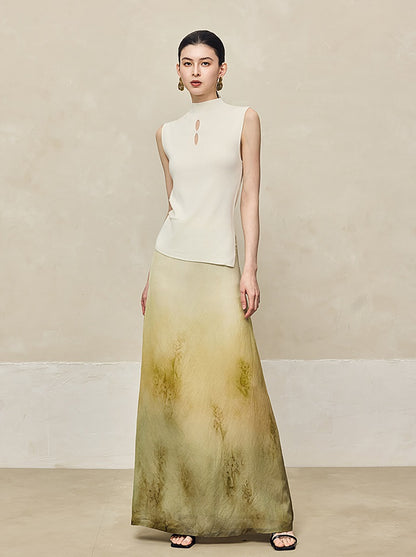 HECO Asymmetrical Wool Blend Sleeveless Mock Neckline Top- CHOOSE.