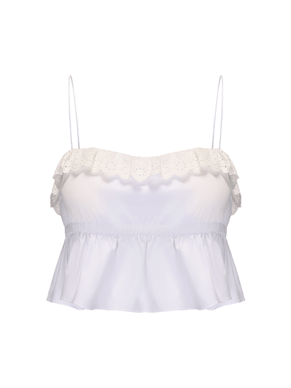 ATELIER MISS LU Spring And Summer Lace Stitching Gauge Hem Camisole Top - ADVOCATE.