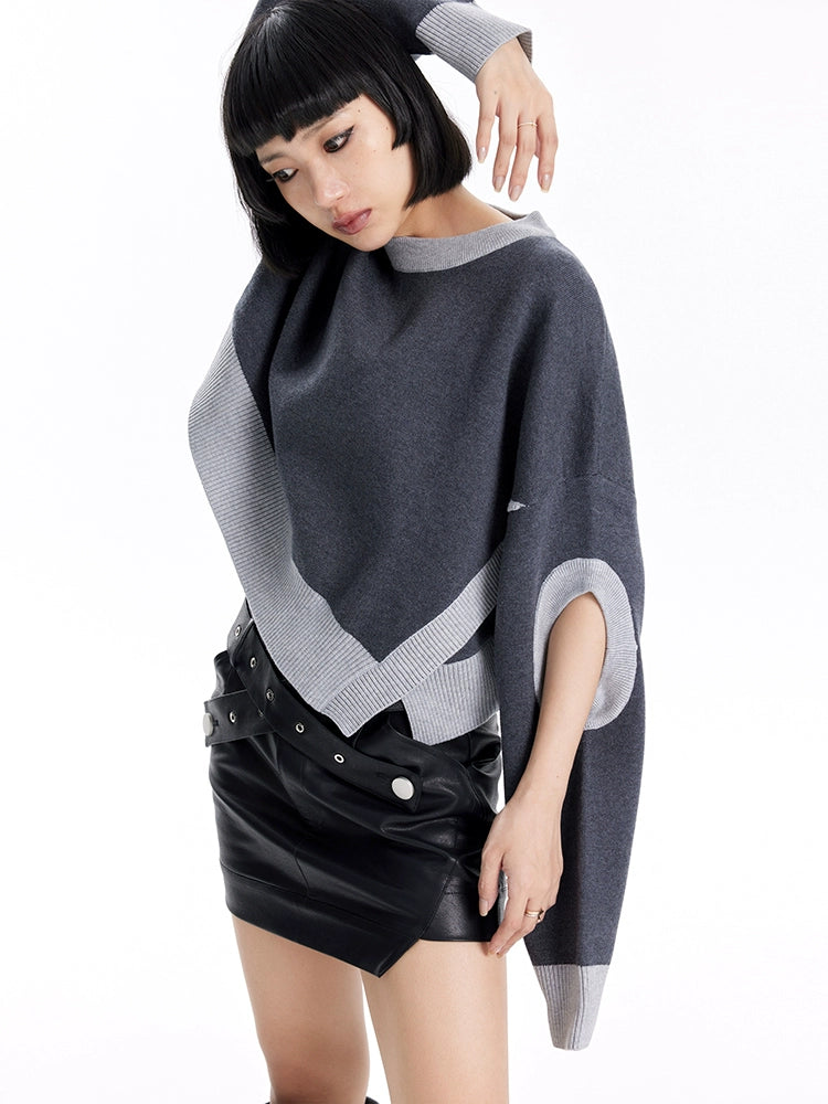 TINY IN WOMEN'S LOOSE DROPPED CUT-OUT SHORT SWEATERS-MIE