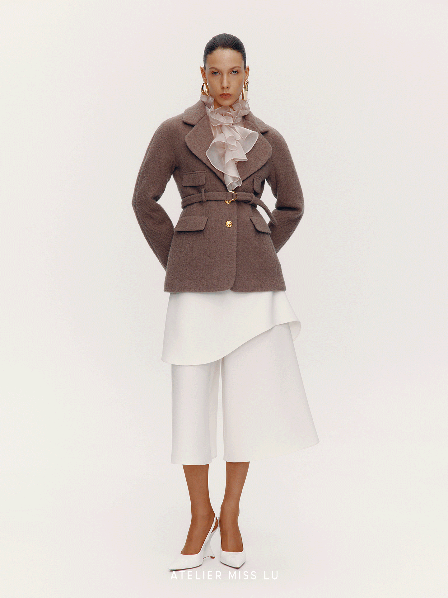 ATELIER MISS LU vintage lapel shape sheep wool blazer - PALAD.