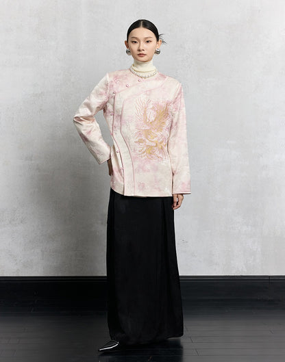 HECO 100% polyester pipa top  apricot phoenix tie-dye jacket women - guts.