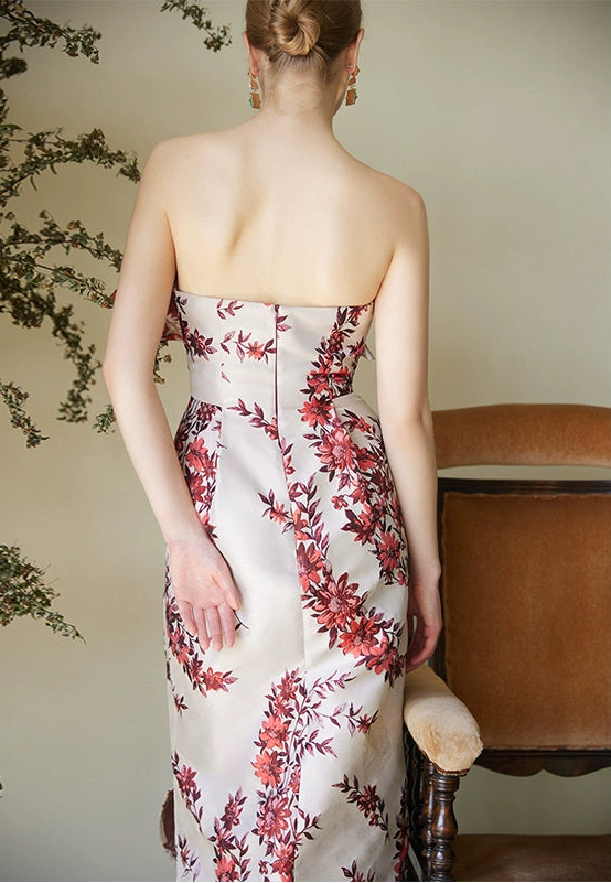 GOUDIN Long elegant floral sleeveless dress-TIM.