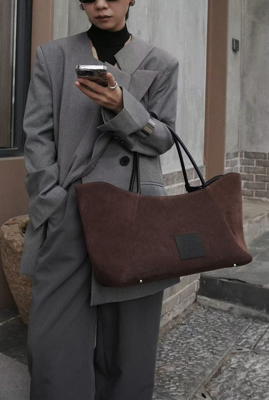 IUBALLET Nubuck Cowhide Tote Large Bag - LEVI.