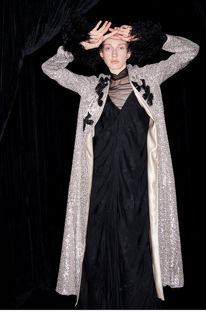 M essential Mackay designer shimmers pavé embroidered coat   - mother.