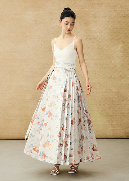 HECO Jacquard Horse Face Pleated Maxi Skirt  - COARSE.