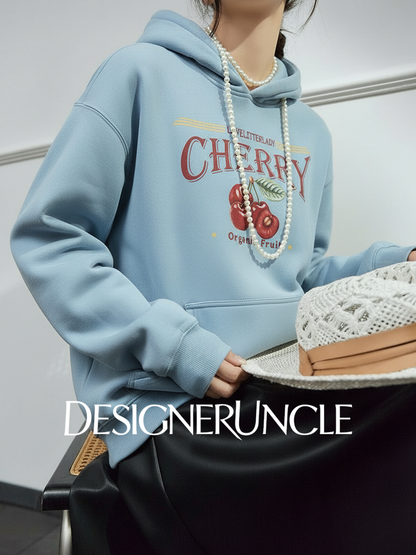 DGU×LAB "Skyland" blue new hooded loose lazy style printed sweatshirt - FATHER