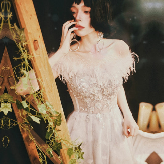 DOLLY High End Sleeveless Sequin Beaded High Waist Tutu Dinner Dress-MAGGIE