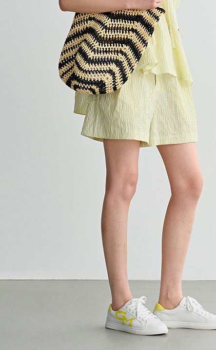 COMME MOI L summer women's yellow striped shorts - SALOME.