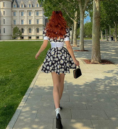 Le Palais Vintage   Doll Puff Sleeve Cinched Waist Dress-FANA