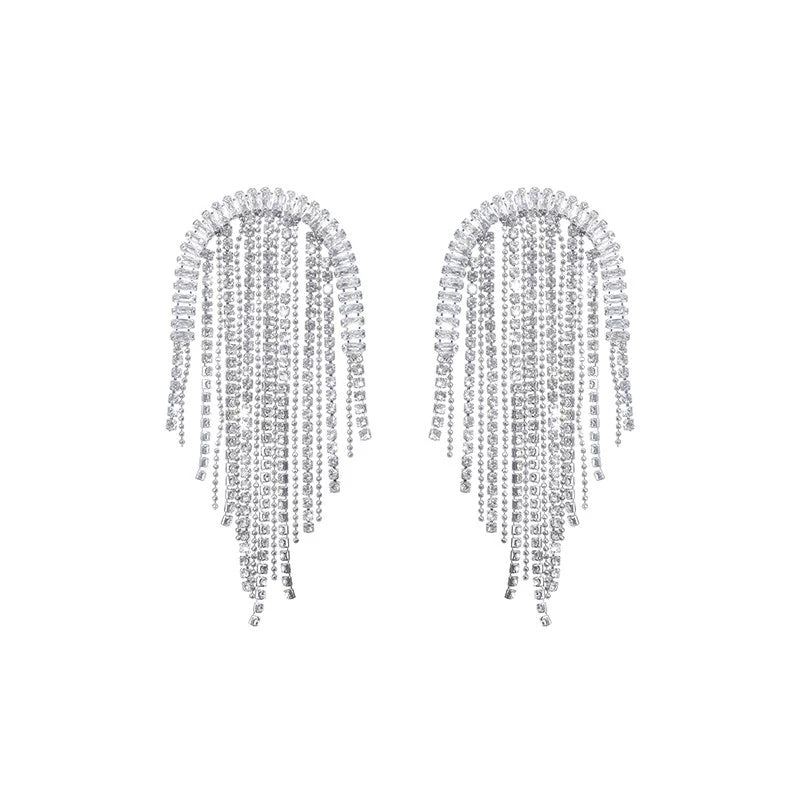 Wardrobes by Chen Luxury Light Crystal Diamond Tassel Earrings-Dudu
