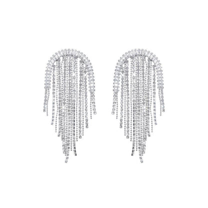 Wardrobes by Chen Luxury Light Crystal Diamond Tassel Earrings-Dudu