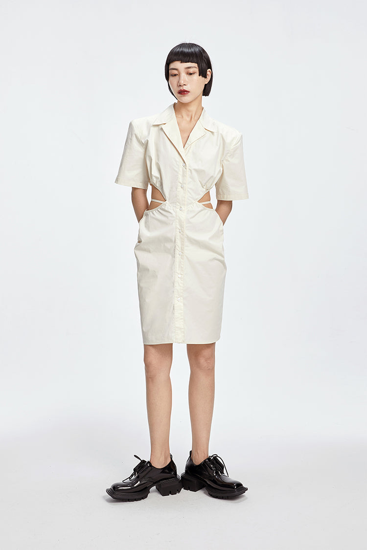 TINY IN shirt padded shoulder waist dress-CHIZZY