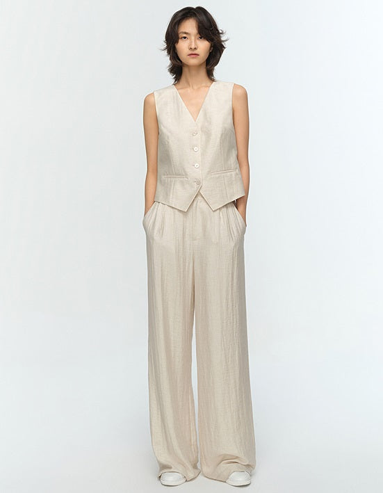 COMME MOI Summer Pleated Elasticated Wide-leg Pants - MOSES.