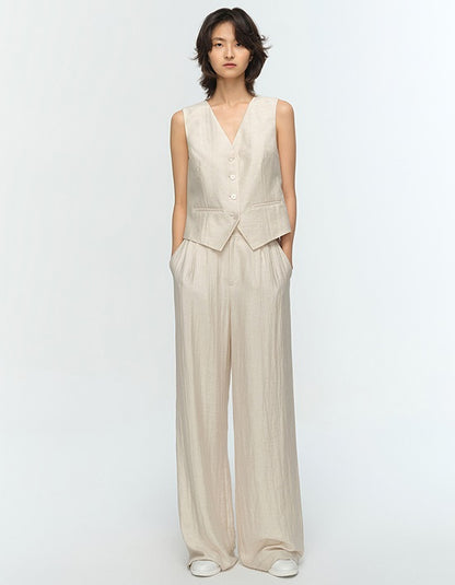 COMME MOI Summer Pleated Elasticated Wide-leg Pants - MOSES.